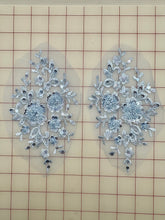 Trim -  Sequined and Beaded Embroidered  Pairs Light Blue